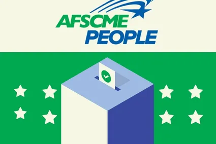 AFSCME People logo over a ballot box graphic