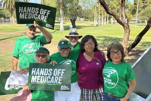 AFSCME retirees protest cuts to Medicare and Medicaid.
