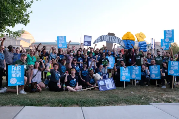 Museum of Science and Industry employees outside the museum.