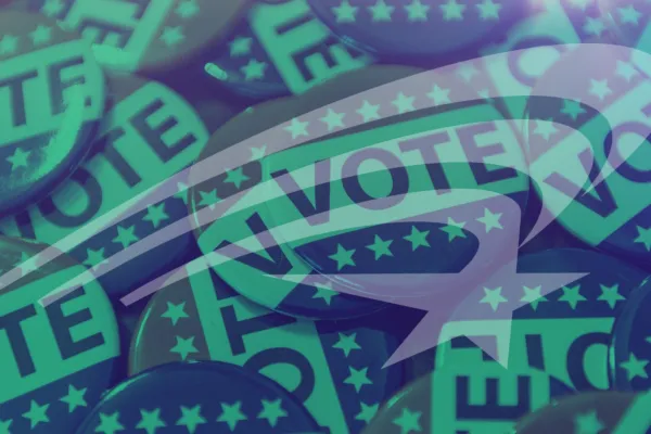 Buttons that say vote