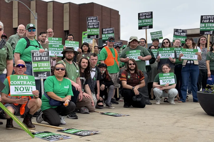 ISU employees on strike.