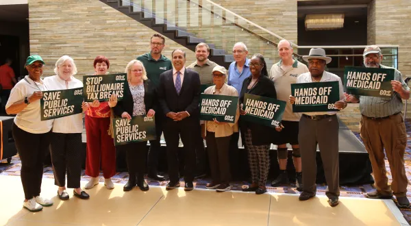 AFSCME members with U.S. Rep. Raja Krishnamoorthi