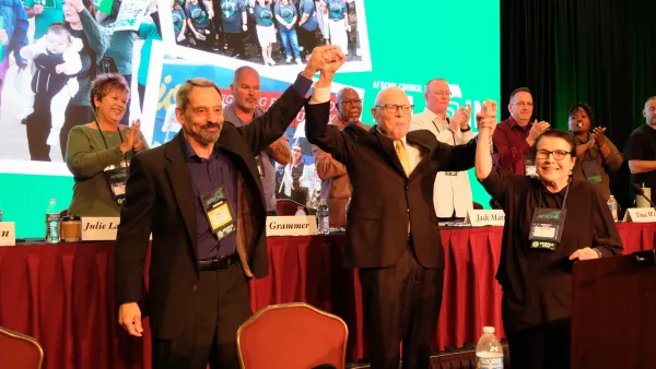 Mike Newman, Lee Saunders and Roberta Lynch